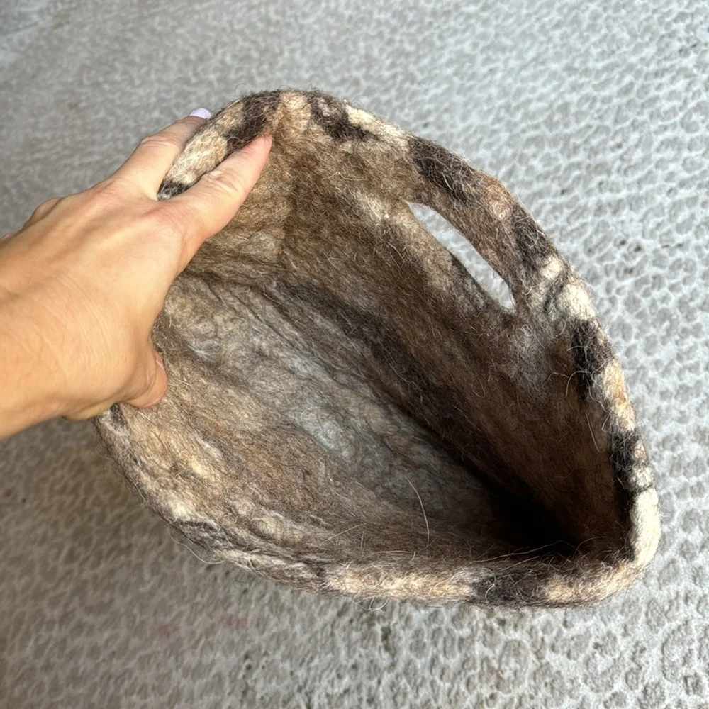 Natural Colored Wool Felt Clutch Purse
